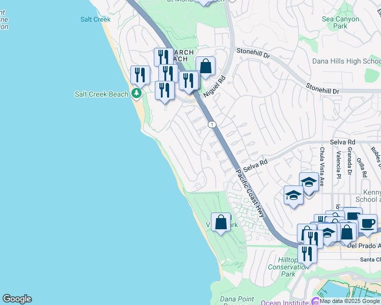 map of restaurants, bars, coffee shops, grocery stores, and more near 33801 Shackleton Isle in Dana Point