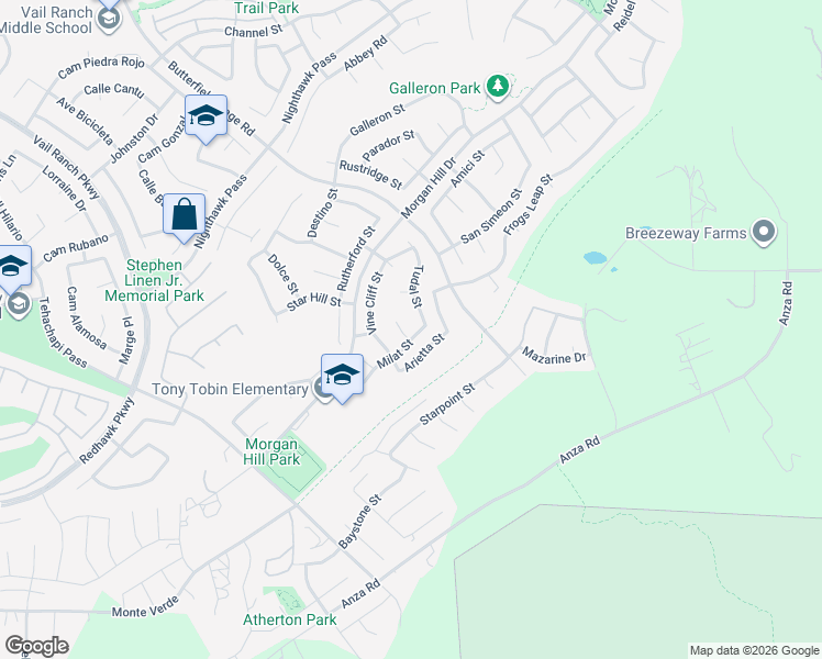 map of restaurants, bars, coffee shops, grocery stores, and more near 45018 Oakford Court in Temecula