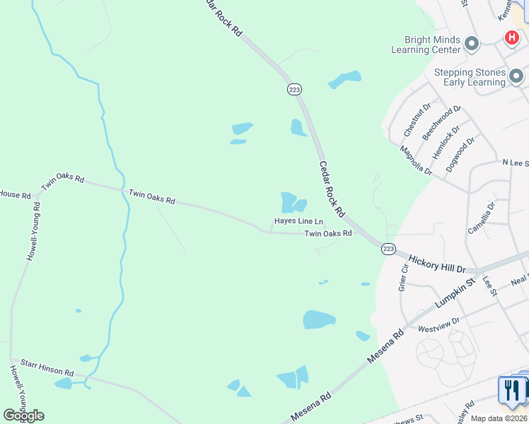 map of restaurants, bars, coffee shops, grocery stores, and more near 721 Twin Oaks Road in Thomson