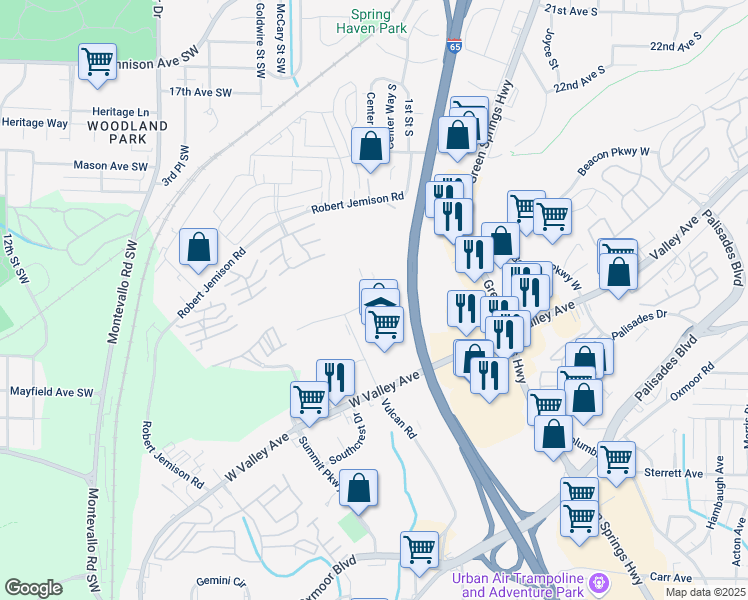 map of restaurants, bars, coffee shops, grocery stores, and more near 325 Goodwin Crest Drive in Homewood