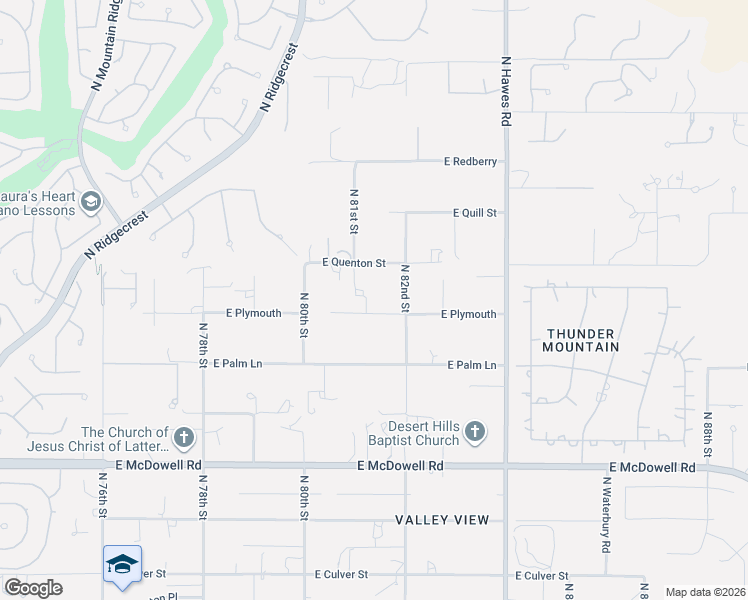 map of restaurants, bars, coffee shops, grocery stores, and more near 8116 East Plymouth in Mesa