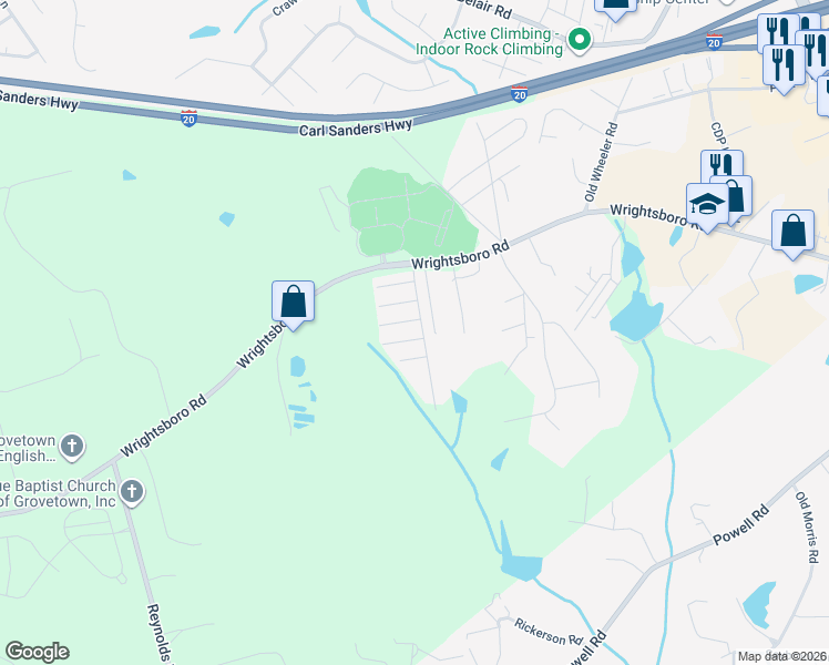 map of restaurants, bars, coffee shops, grocery stores, and more near 2005 Kennesaw Way in Grovetown