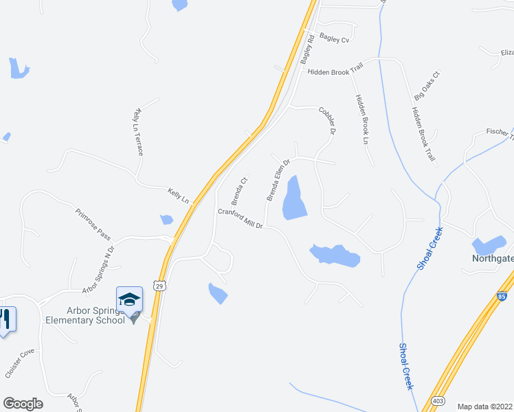 map of restaurants, bars, coffee shops, grocery stores, and more near 68 Brenda Ellen Drive in Newnan