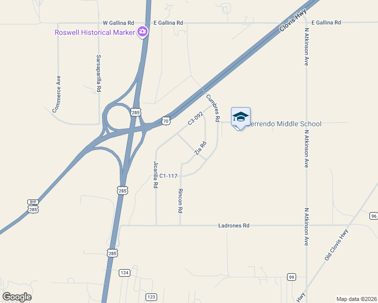 map of restaurants, bars, coffee shops, grocery stores, and more near 500 Oscura Road in Roswell