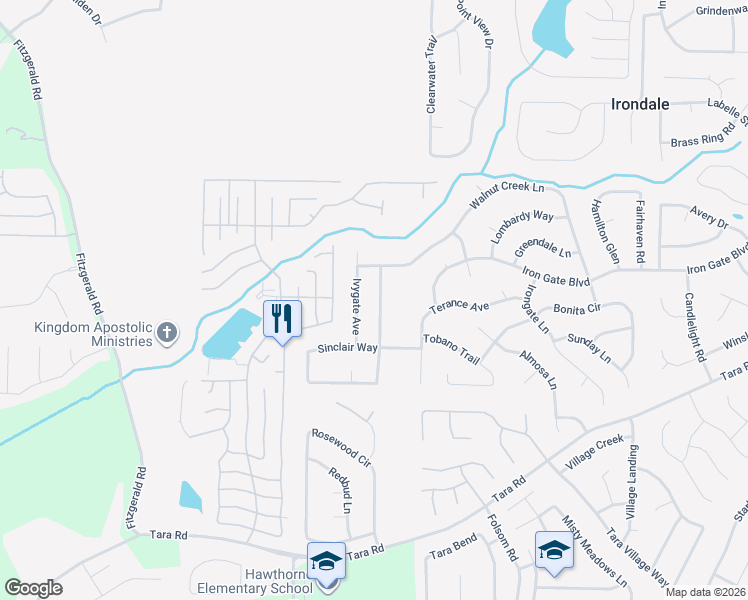 map of restaurants, bars, coffee shops, grocery stores, and more near 10412 Ivygate Avenue in Jonesboro