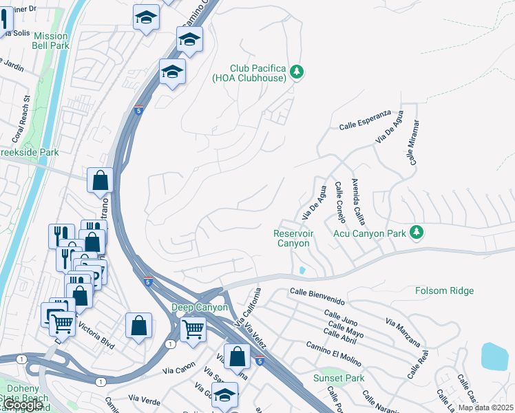 map of restaurants, bars, coffee shops, grocery stores, and more near 26571 Via La Jolla in San Juan Capistrano