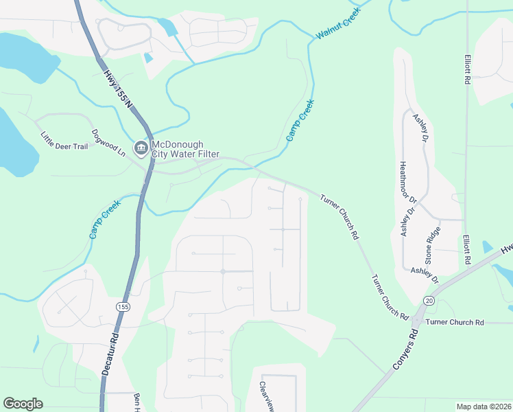 map of restaurants, bars, coffee shops, grocery stores, and more near 1721 Birkshire Ridge in McDonough