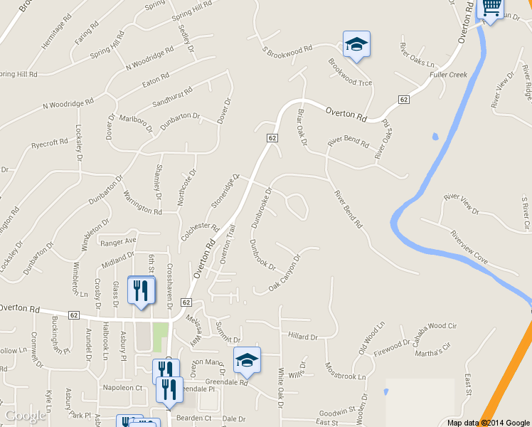 map of restaurants, bars, coffee shops, grocery stores, and more near 3325 Dunbrooke Drive in Birmingham