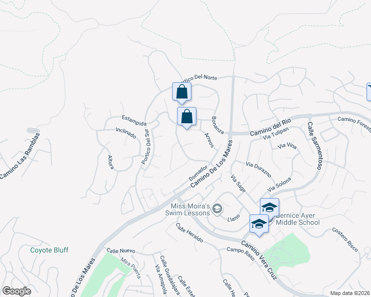 map of restaurants, bars, coffee shops, grocery stores, and more near 2921 Estancia in San Clemente