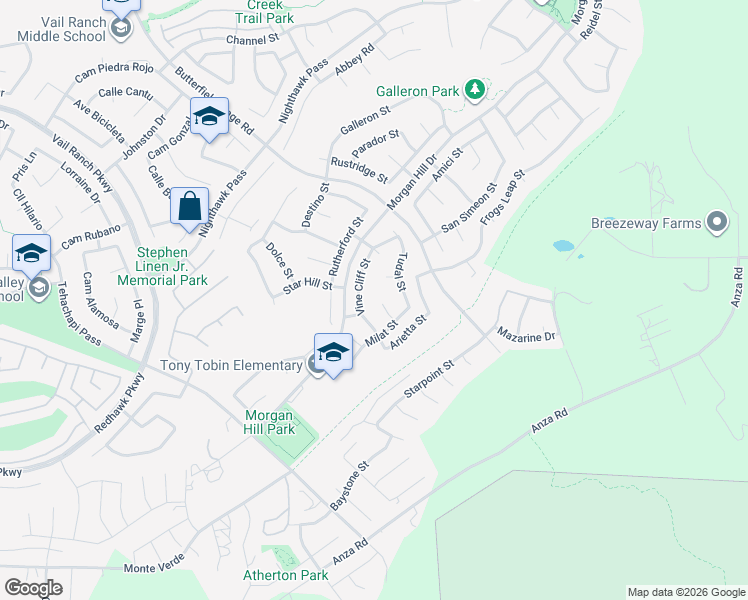 map of restaurants, bars, coffee shops, grocery stores, and more near 45009 Oakford Court in Temecula