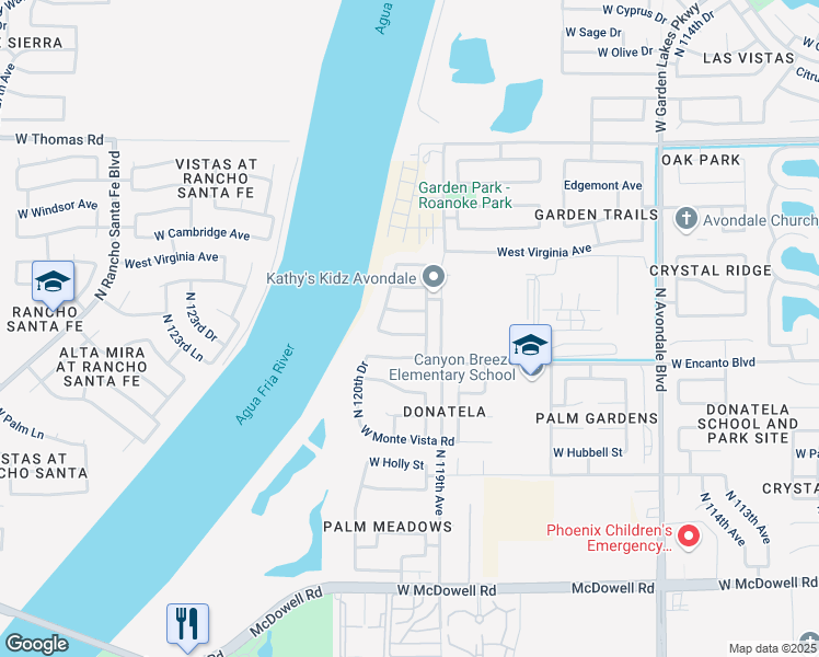 map of restaurants, bars, coffee shops, grocery stores, and more near 12002 West Lewis Avenue in Avondale