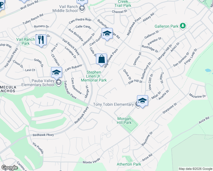 map of restaurants, bars, coffee shops, grocery stores, and more near 33429 Barrington Drive in Temecula