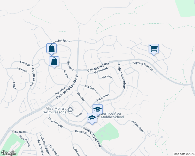 map of restaurants, bars, coffee shops, grocery stores, and more near 1904 Via Pimpollo in San Clemente