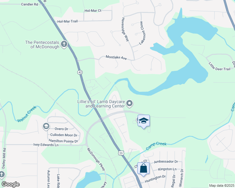 map of restaurants, bars, coffee shops, grocery stores, and more near 144 Tyre Drive in McDonough