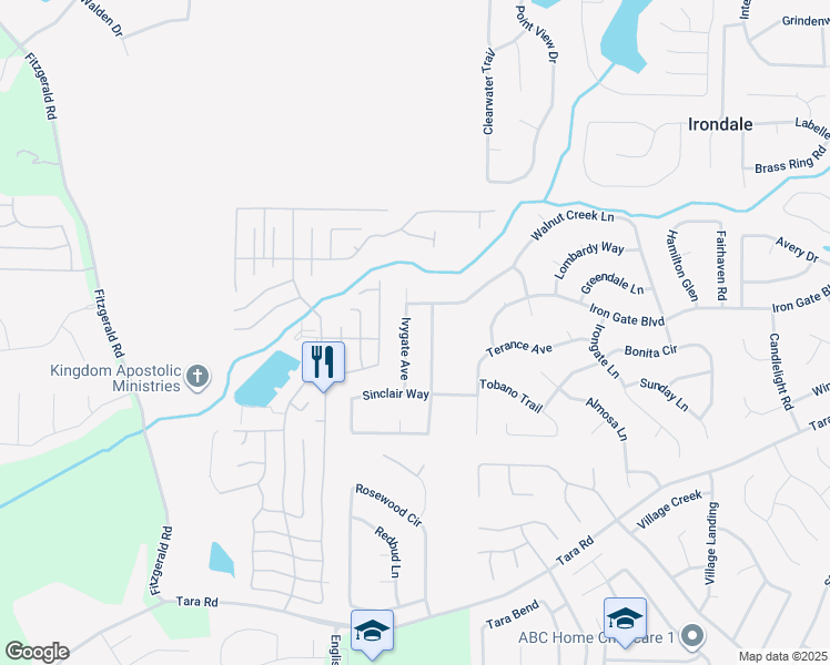 map of restaurants, bars, coffee shops, grocery stores, and more near 10412 Ivygate Avenue in Jonesboro