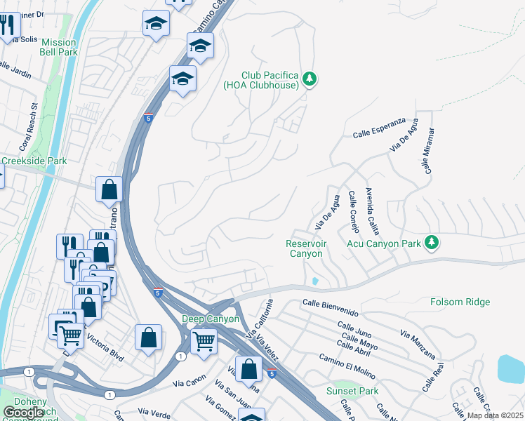 map of restaurants, bars, coffee shops, grocery stores, and more near 26572 Paseo Callado in San Juan Capistrano