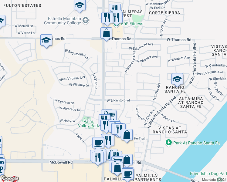 map of restaurants, bars, coffee shops, grocery stores, and more near 12879 West Vernon Avenue in Avondale