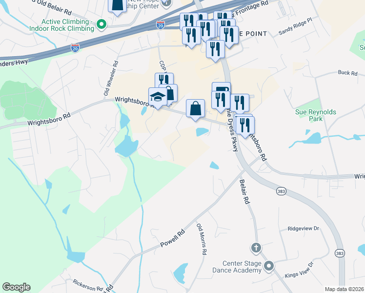 map of restaurants, bars, coffee shops, grocery stores, and more near 616 Bussey Road in Grovetown