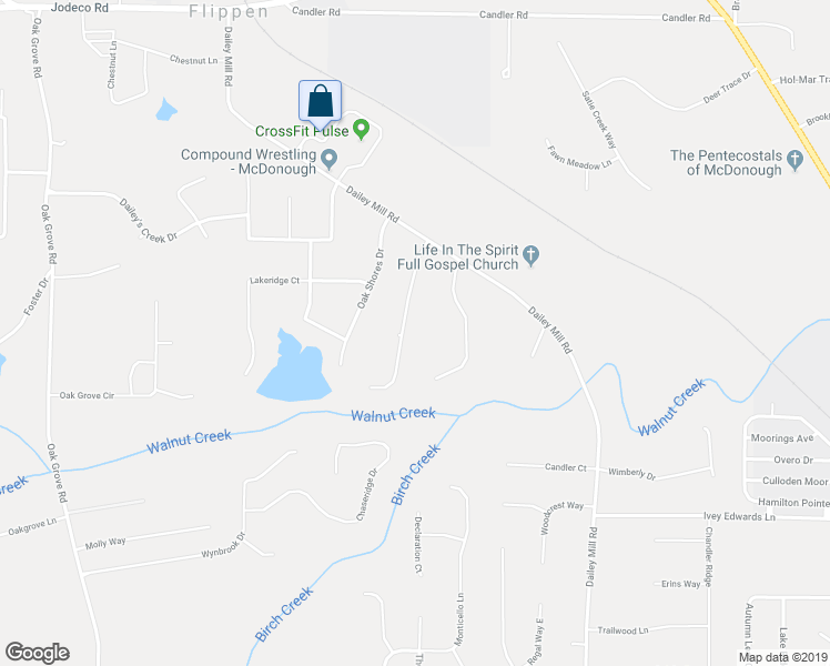 map of restaurants, bars, coffee shops, grocery stores, and more near 170 Den Ric Drive in McDonough