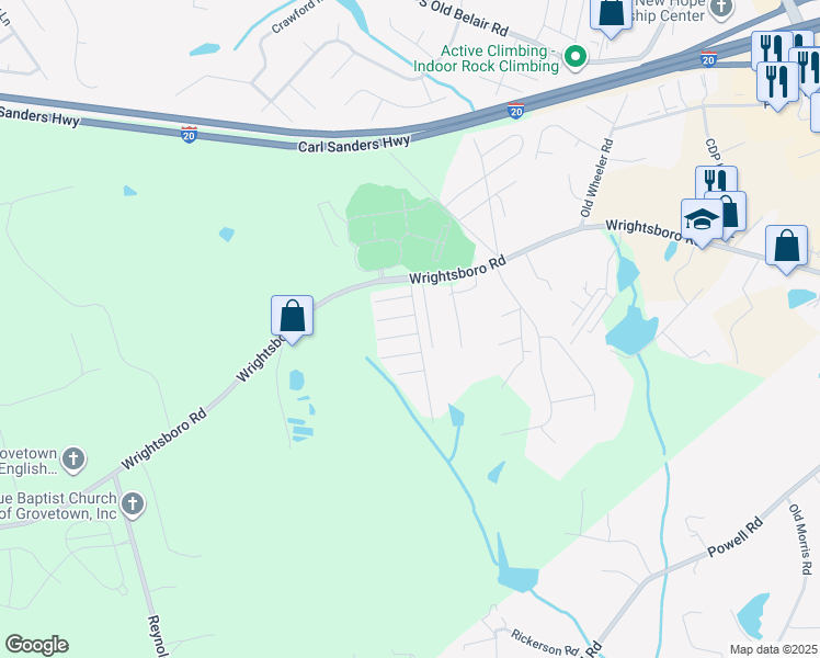 map of restaurants, bars, coffee shops, grocery stores, and more near 2005 Kennesaw Way in Grovetown