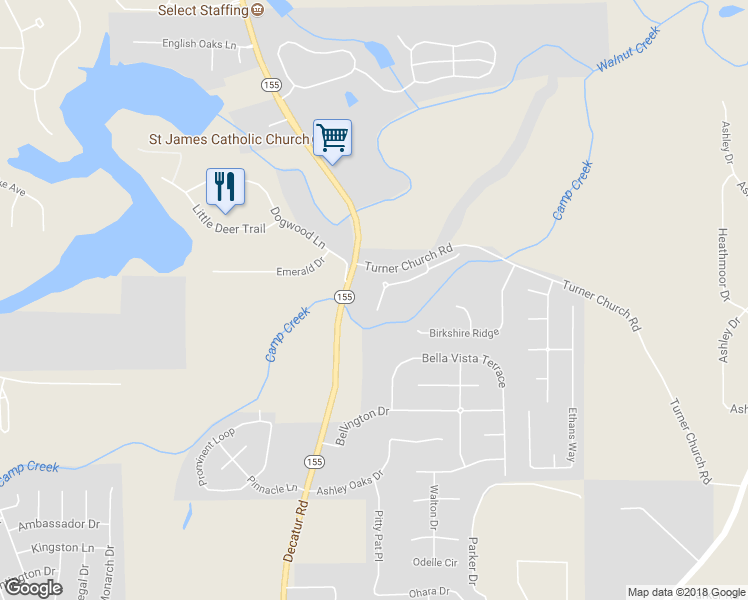 map of restaurants, bars, coffee shops, grocery stores, and more near 230 White Mountain Pass in McDonough