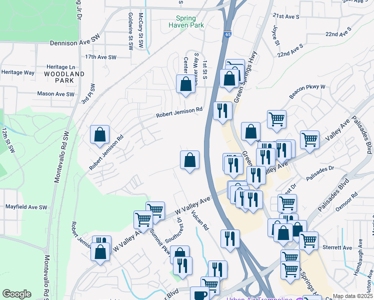 map of restaurants, bars, coffee shops, grocery stores, and more near 325 Goodwin Crest Drive in Homewood