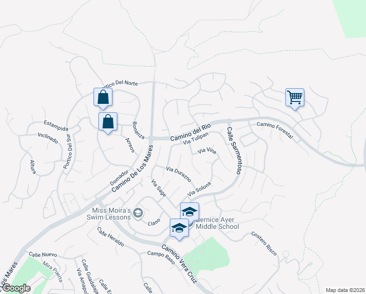 map of restaurants, bars, coffee shops, grocery stores, and more near 1904 Via Pimpollo in San Clemente