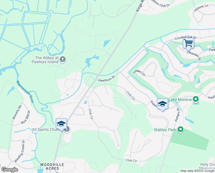 map of restaurants, bars, coffee shops, grocery stores, and more near 67 Golf View Court in Pawleys Island