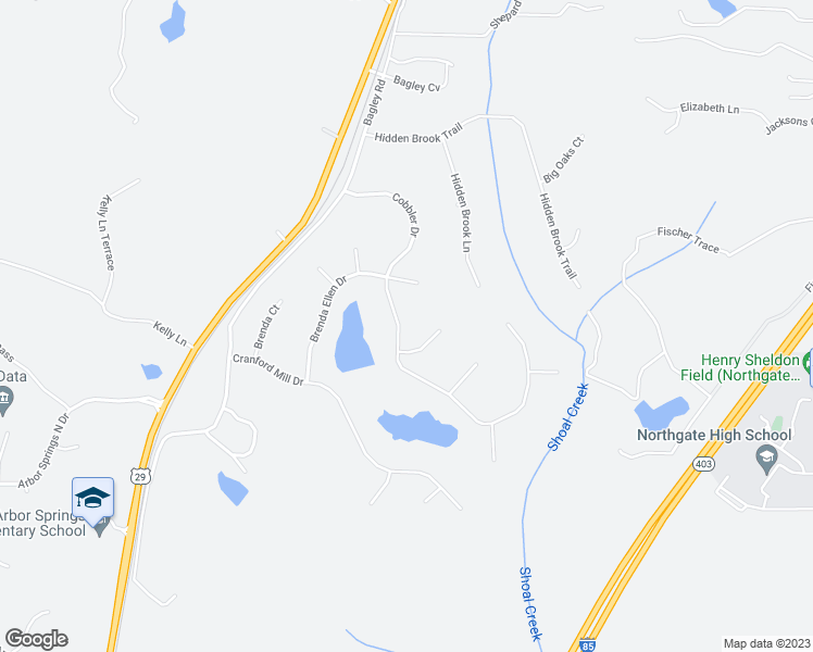 map of restaurants, bars, coffee shops, grocery stores, and more near 10 Jim Bullard Place in Newnan