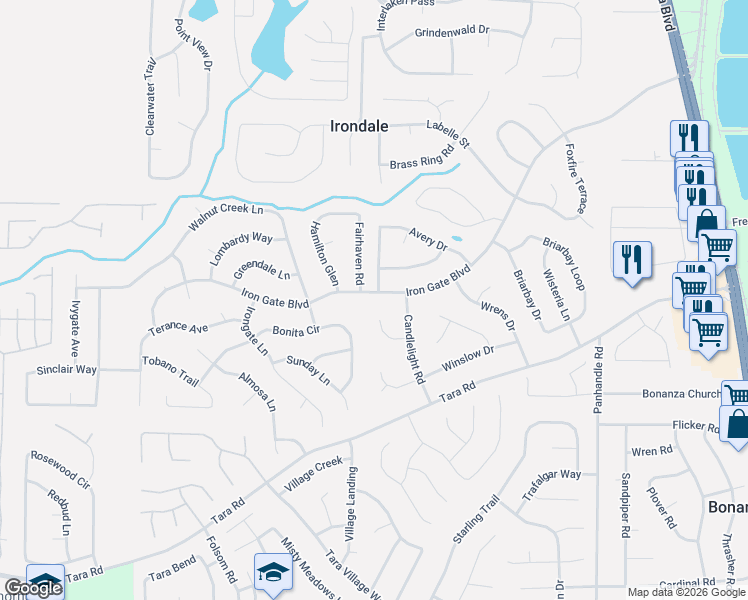 map of restaurants, bars, coffee shops, grocery stores, and more near 10375 Surf Court in Jonesboro