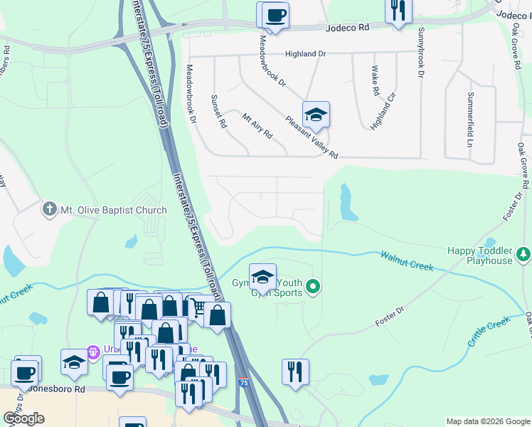 map of restaurants, bars, coffee shops, grocery stores, and more near 855 Nevis Way in McDonough