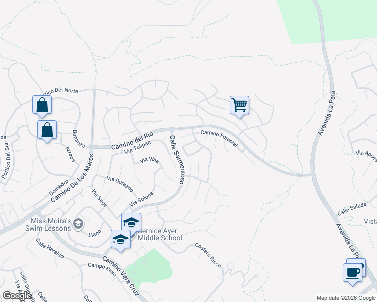 map of restaurants, bars, coffee shops, grocery stores, and more near 6106 Camino Forestal in San Clemente