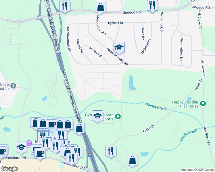 map of restaurants, bars, coffee shops, grocery stores, and more near 833 Nevis Way in McDonough