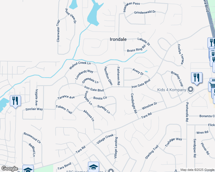 map of restaurants, bars, coffee shops, grocery stores, and more near 1158 Iron Gate Boulevard in Jonesboro