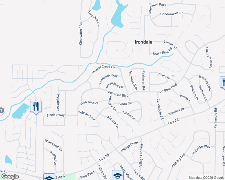 map of restaurants, bars, coffee shops, grocery stores, and more near 1081 Greendale Lane in Jonesboro
