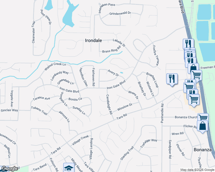 map of restaurants, bars, coffee shops, grocery stores, and more near 1249 Larkwood Drive in Jonesboro