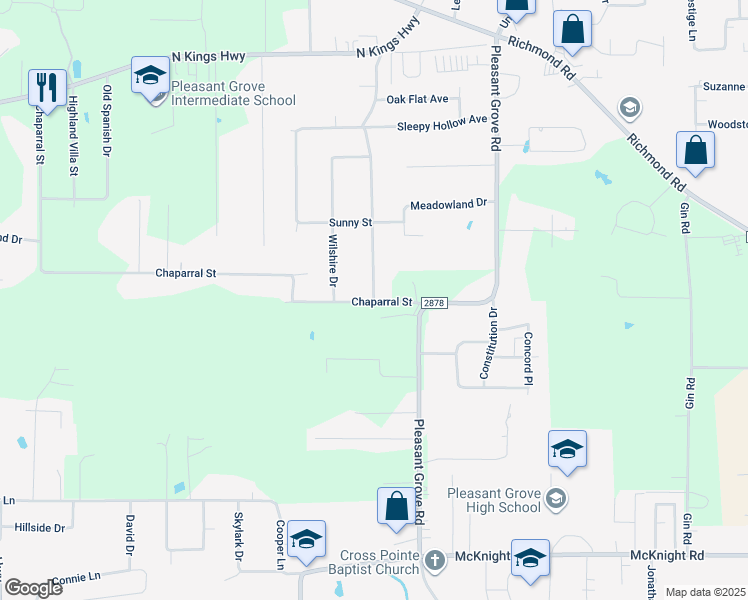map of restaurants, bars, coffee shops, grocery stores, and more near 5602 Turtle Creek Drive in Texarkana