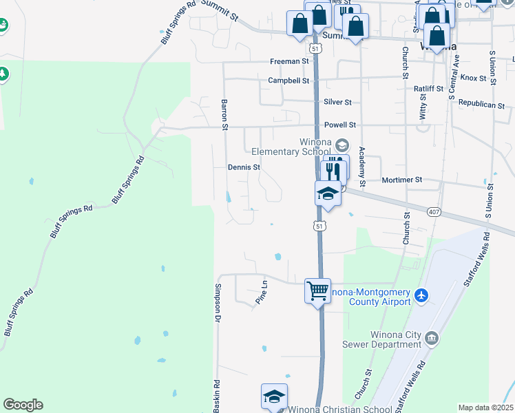 map of restaurants, bars, coffee shops, grocery stores, and more near 700 South Street in Winona