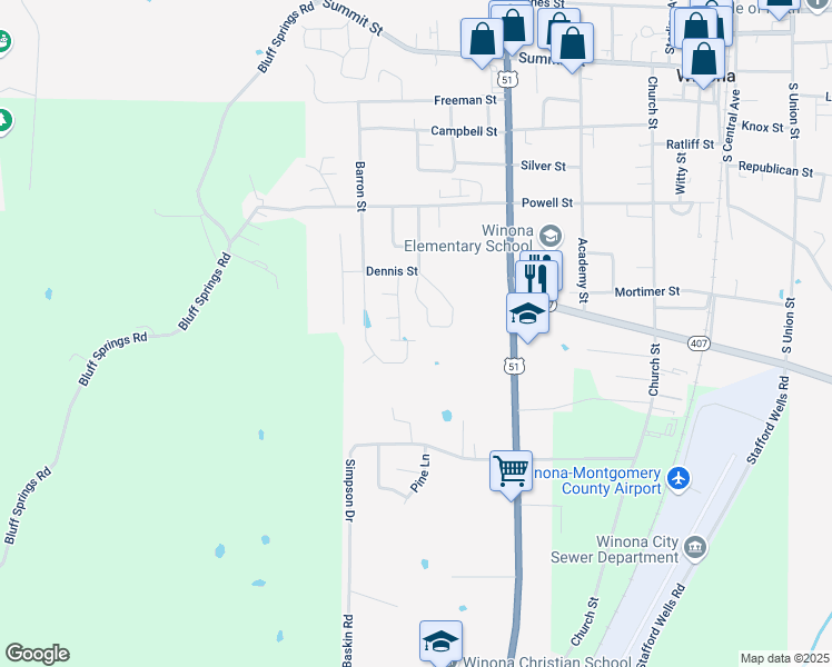 map of restaurants, bars, coffee shops, grocery stores, and more near 700 South Street in Winona
