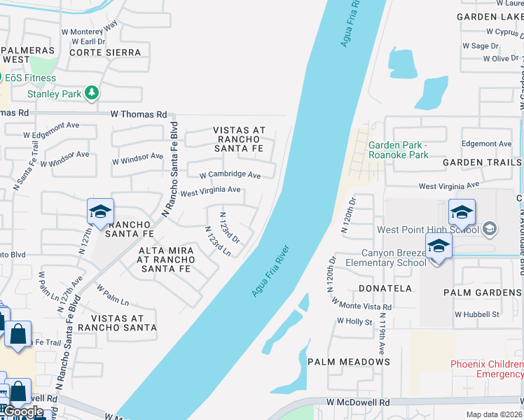 map of restaurants, bars, coffee shops, grocery stores, and more near 12308 West Sheridan Street in Avondale