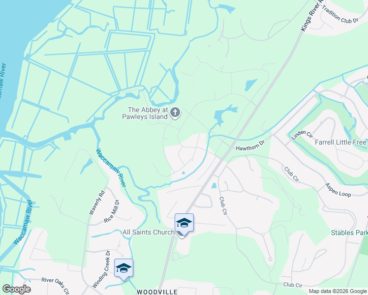map of restaurants, bars, coffee shops, grocery stores, and more near 223 All Saints Loop in Pawleys Island
