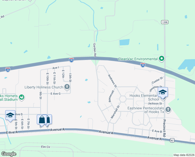 map of restaurants, bars, coffee shops, grocery stores, and more near 1 Vernon Street in Hooks
