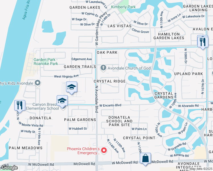 map of restaurants, bars, coffee shops, grocery stores, and more near 11449 Virginia Avenue in Avondale