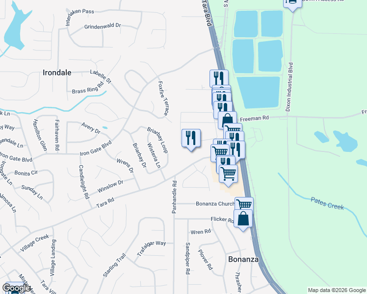 map of restaurants, bars, coffee shops, grocery stores, and more near 1838 Old Dogwood in Jonesboro