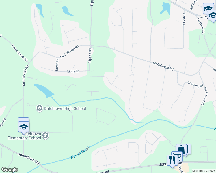 map of restaurants, bars, coffee shops, grocery stores, and more near 75 Christie Court in Stockbridge