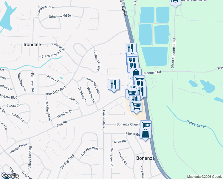map of restaurants, bars, coffee shops, grocery stores, and more near 1838 Old Dogwood in Jonesboro