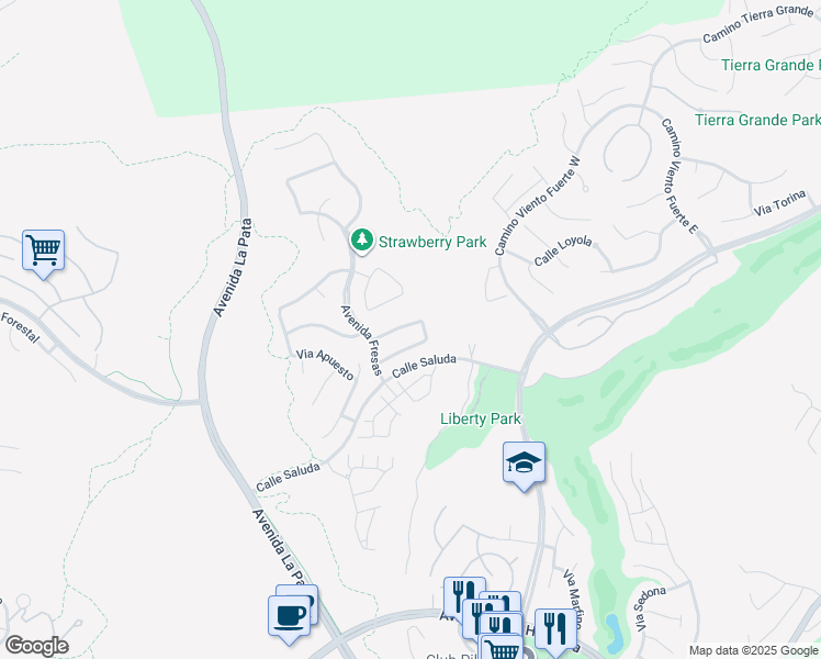 map of restaurants, bars, coffee shops, grocery stores, and more near 16 Via Destino in San Clemente