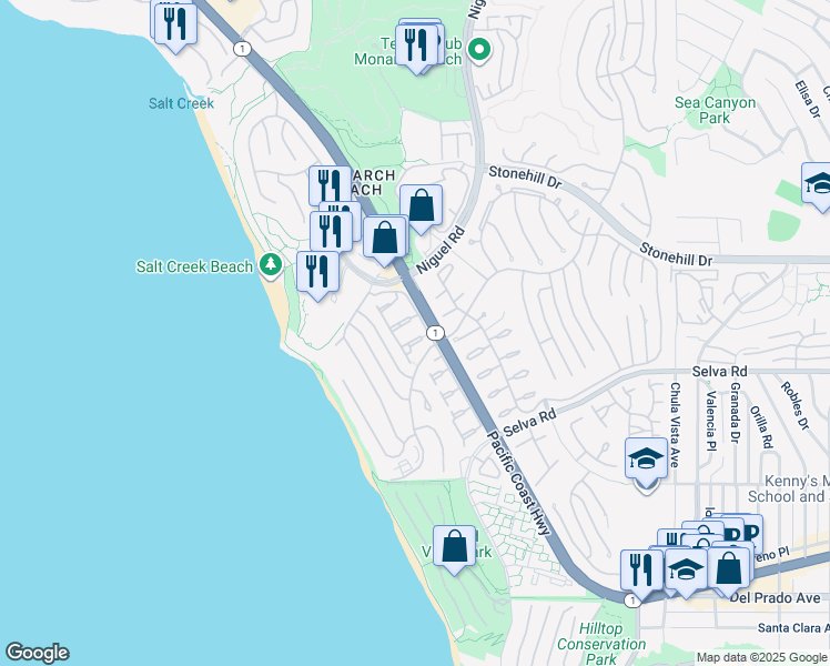map of restaurants, bars, coffee shops, grocery stores, and more near 23622 Tampico Bay in Dana Point