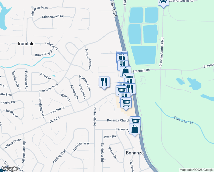 map of restaurants, bars, coffee shops, grocery stores, and more near 1798 Old Dogwood in Jonesboro