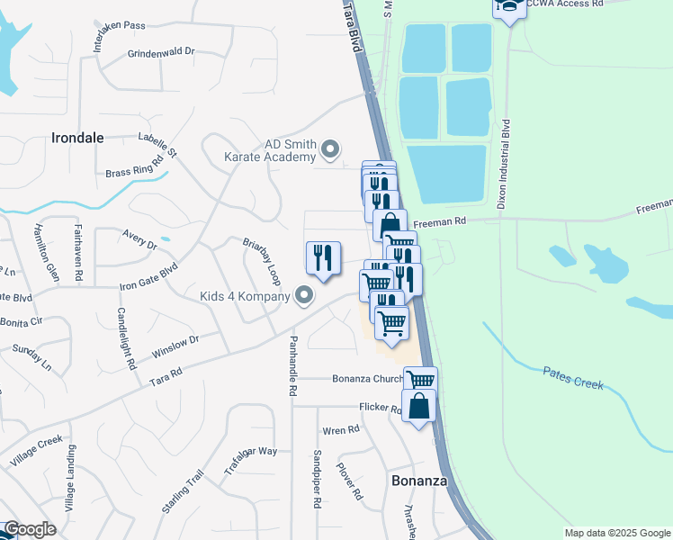 map of restaurants, bars, coffee shops, grocery stores, and more near 1798 Old Dogwood in Jonesboro